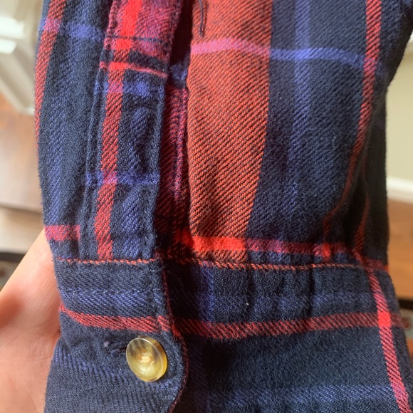 Navy and Red Urban Outfitters Flannel - Picture 4 of 5